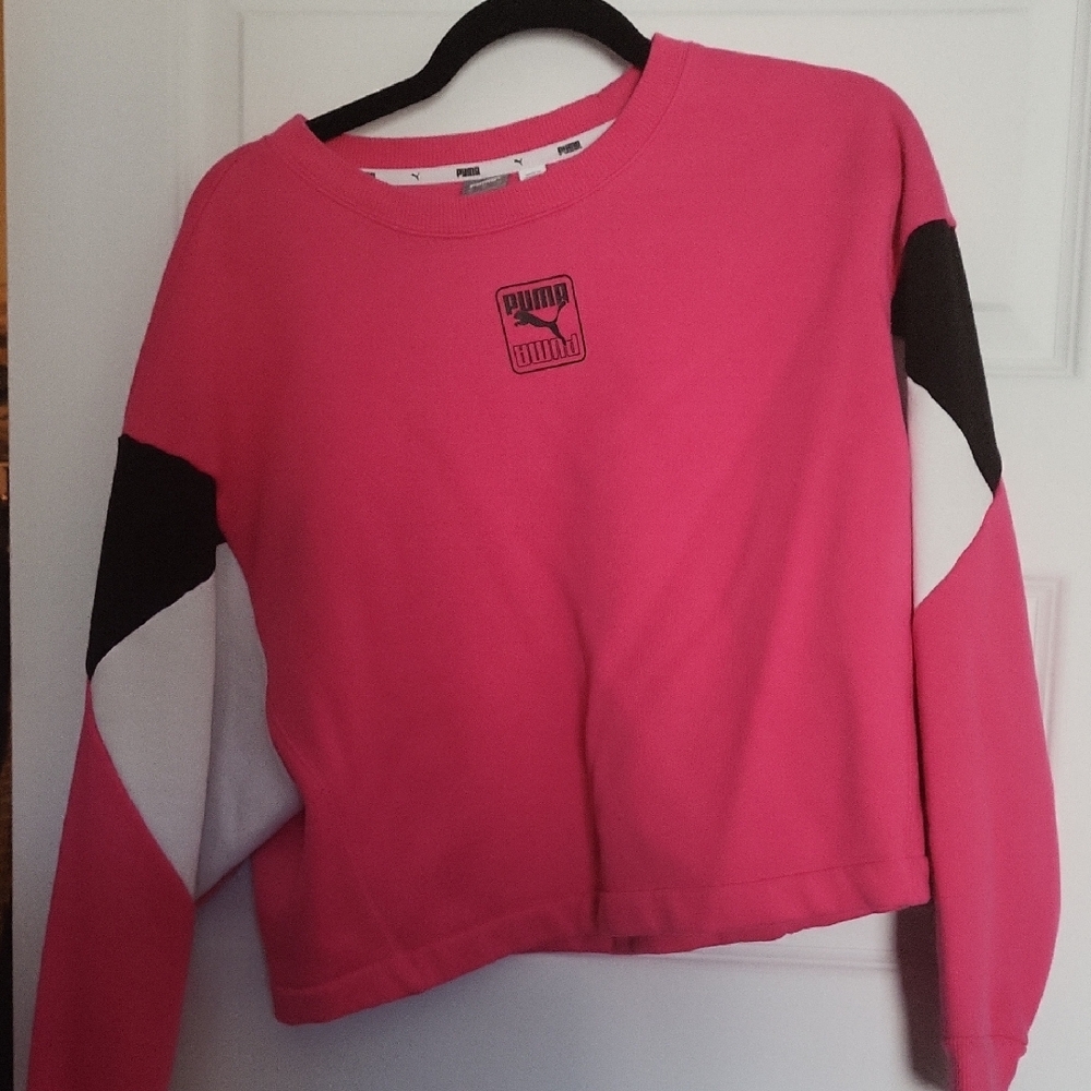 Puma Pink Sweatshirt with Black and White Accents